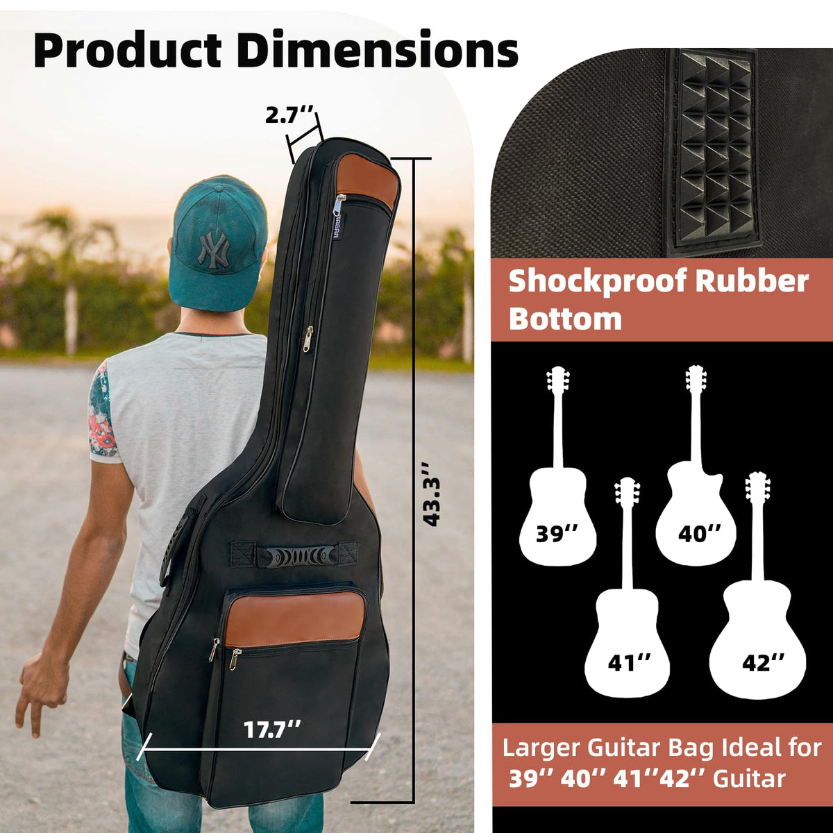 Acoustic Guitar Bag with 0.5-inch Padding (Black) P5123