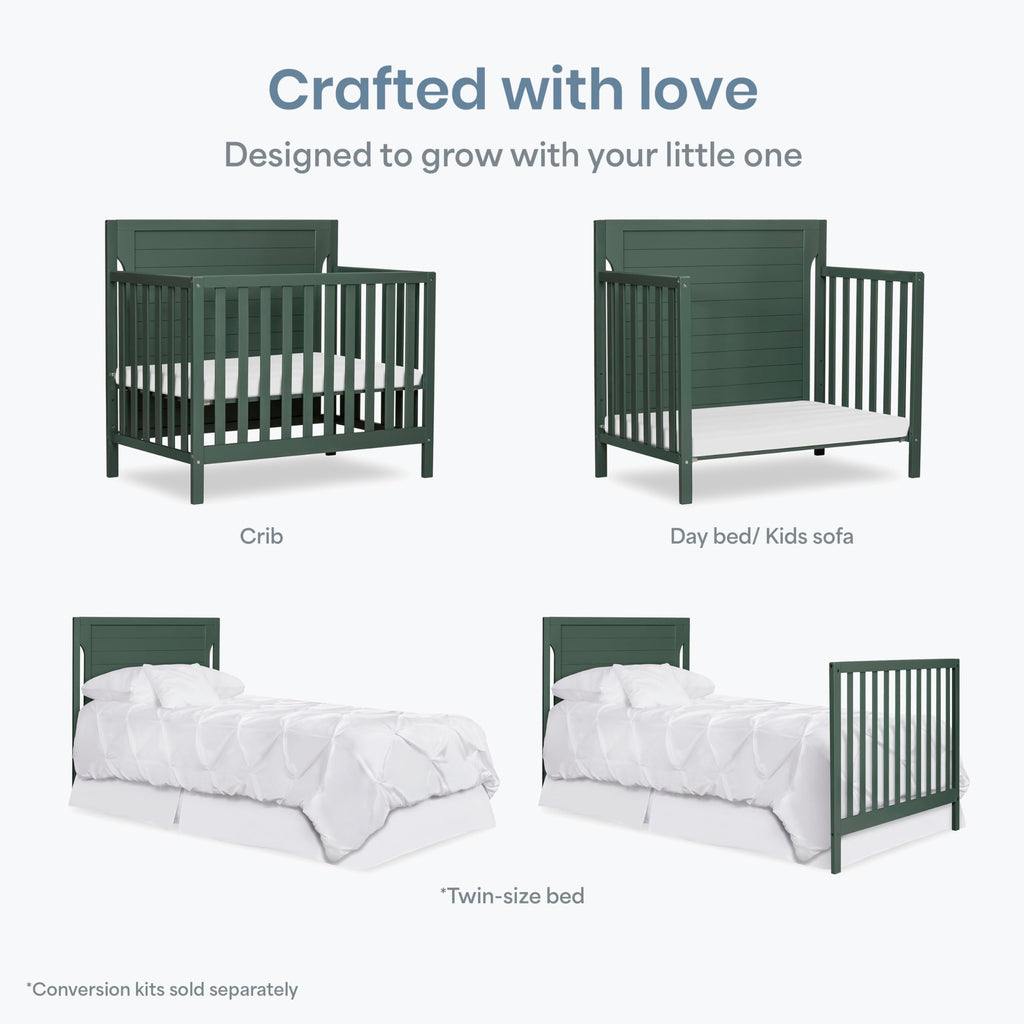 4-in-1 Convertible Mini Baby Crib with Mattress Pad B5778