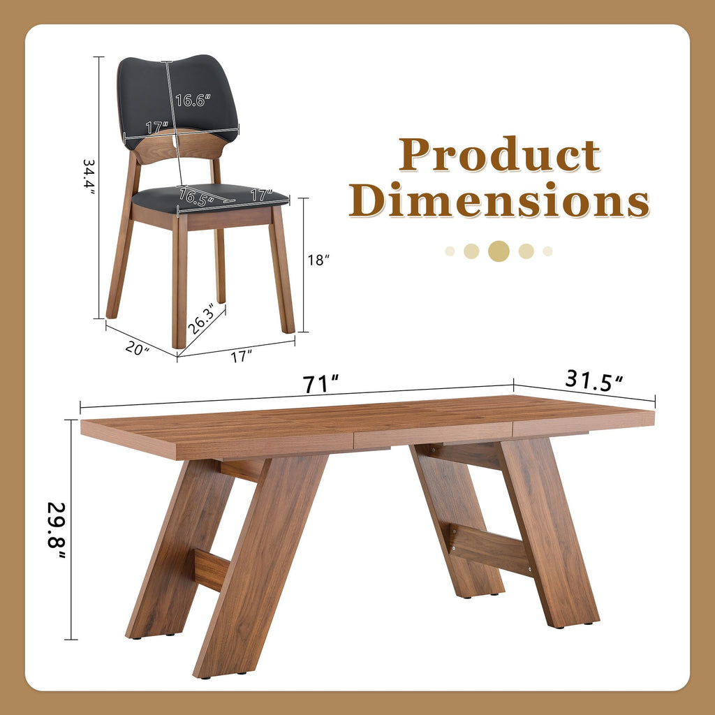 71" Wood Dining Table Set for 8 I674785