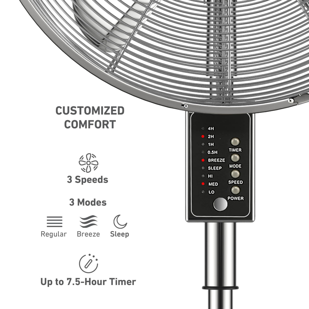 16" Digital Metal Stand Fan 3-Speed Oscillation I278820