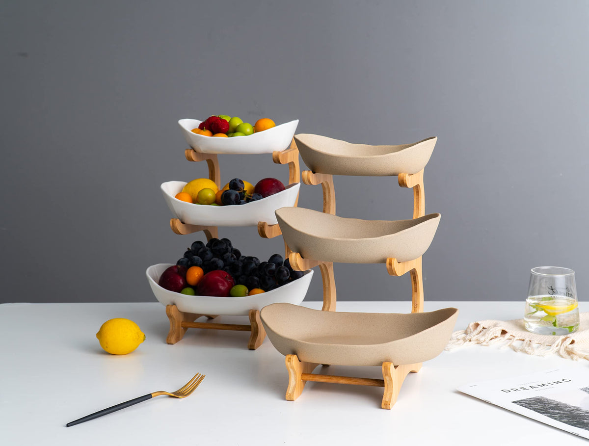 3 Tier Ceramic Fruit Basket with Holder G1858