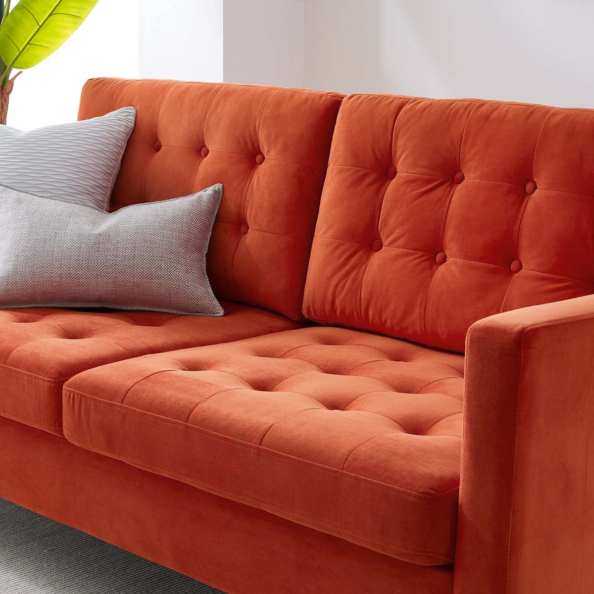 Orange Tufted Performance Velvet Sofa S3117