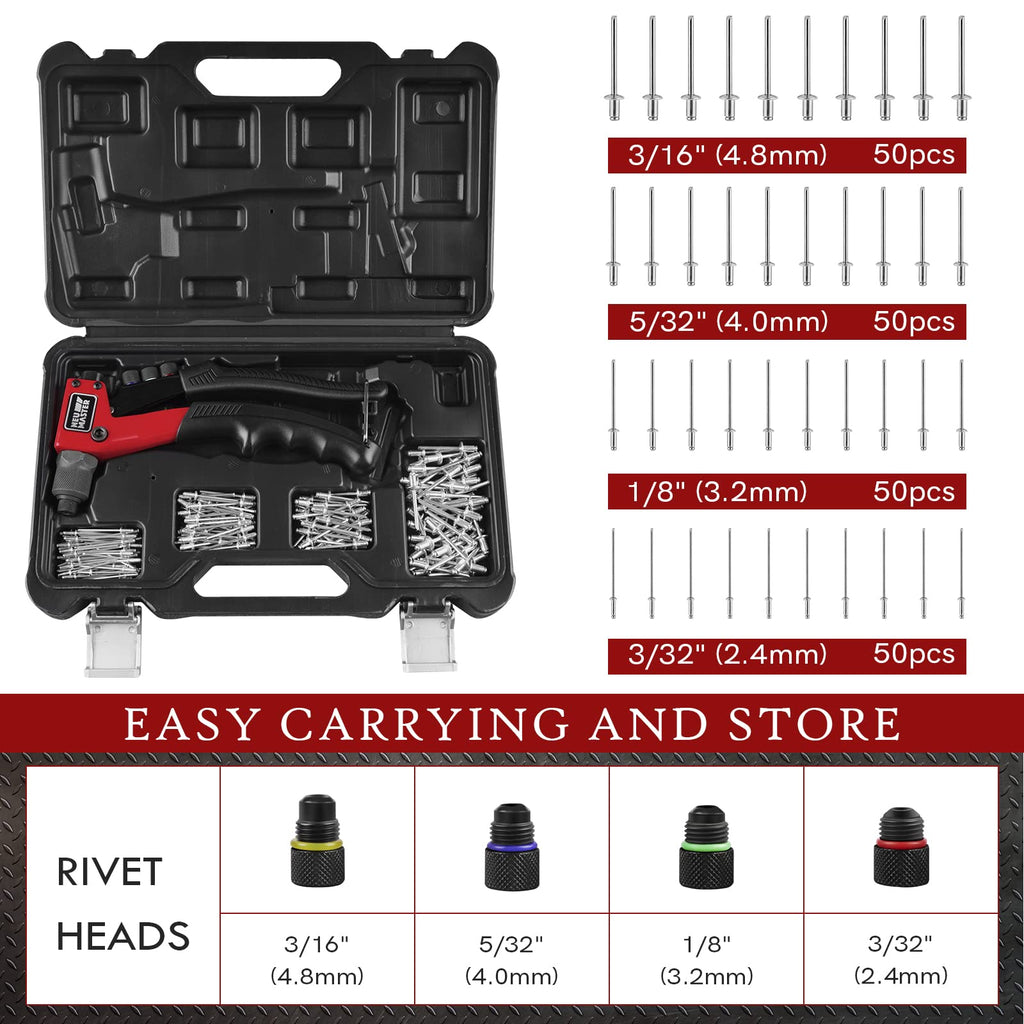 Rivet Gun Tool Kit with 200 Rivets V551