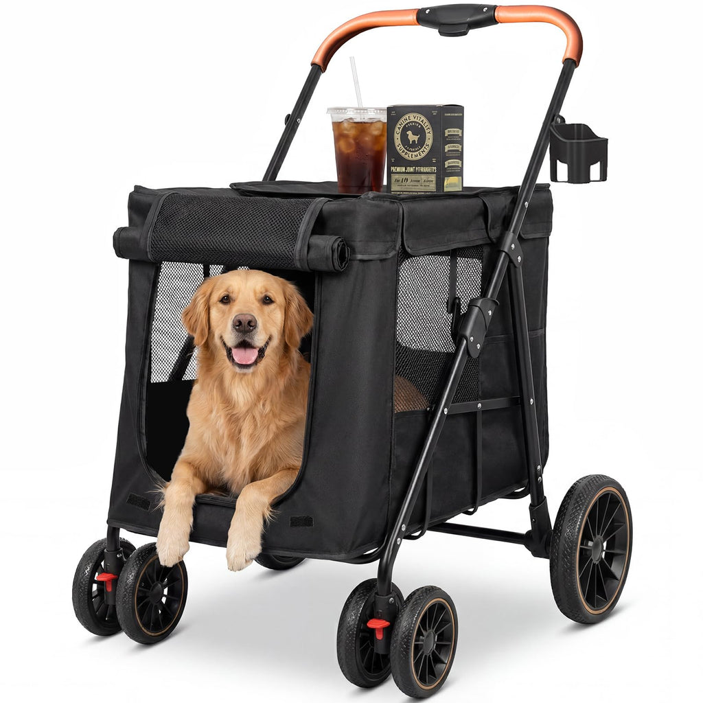 Foldable Pet Stroller up to 80 lbs with All-Terrain Wheels Y123
