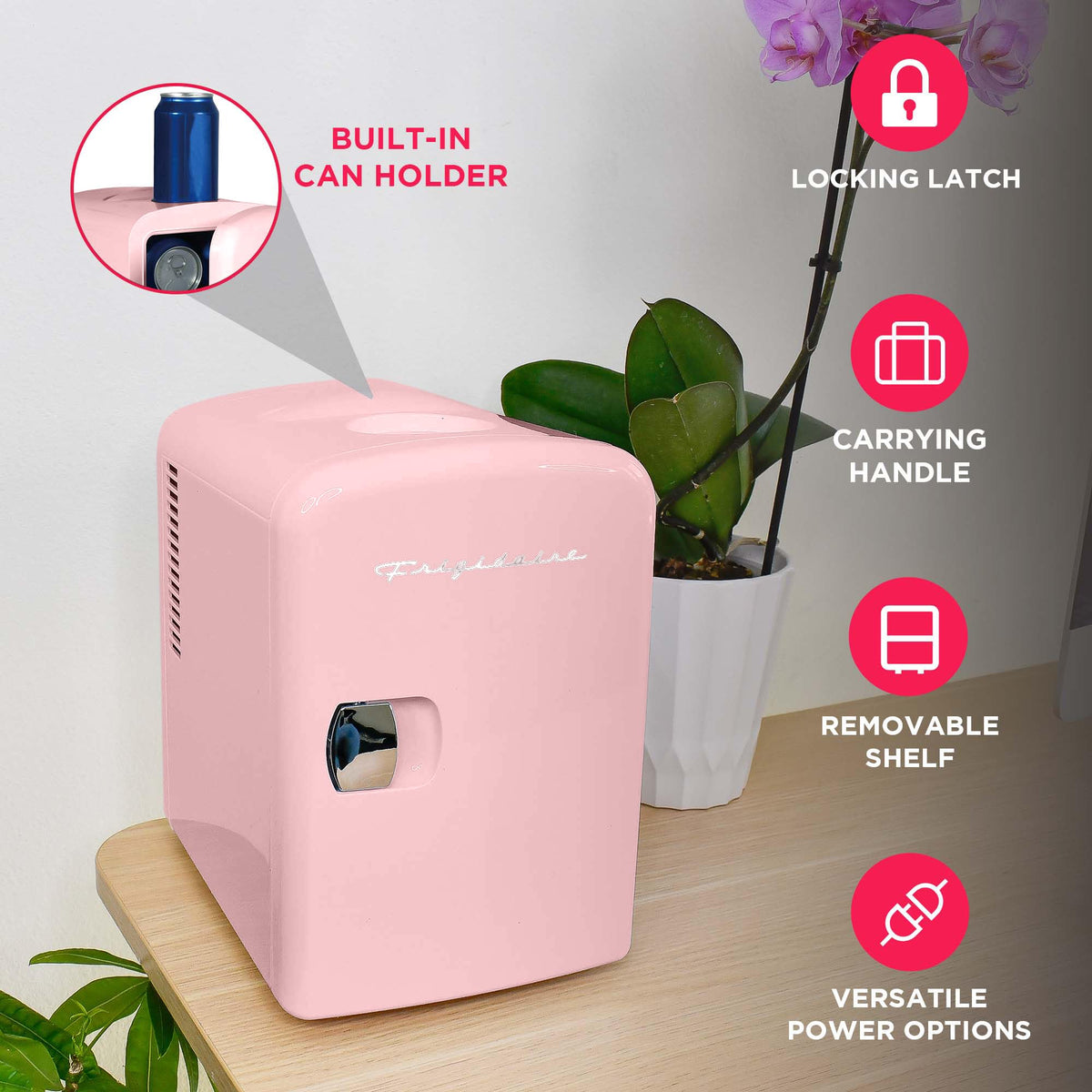Mini Portable Compact Personal Fridge, 4 Liter Capacity, Pink H939326