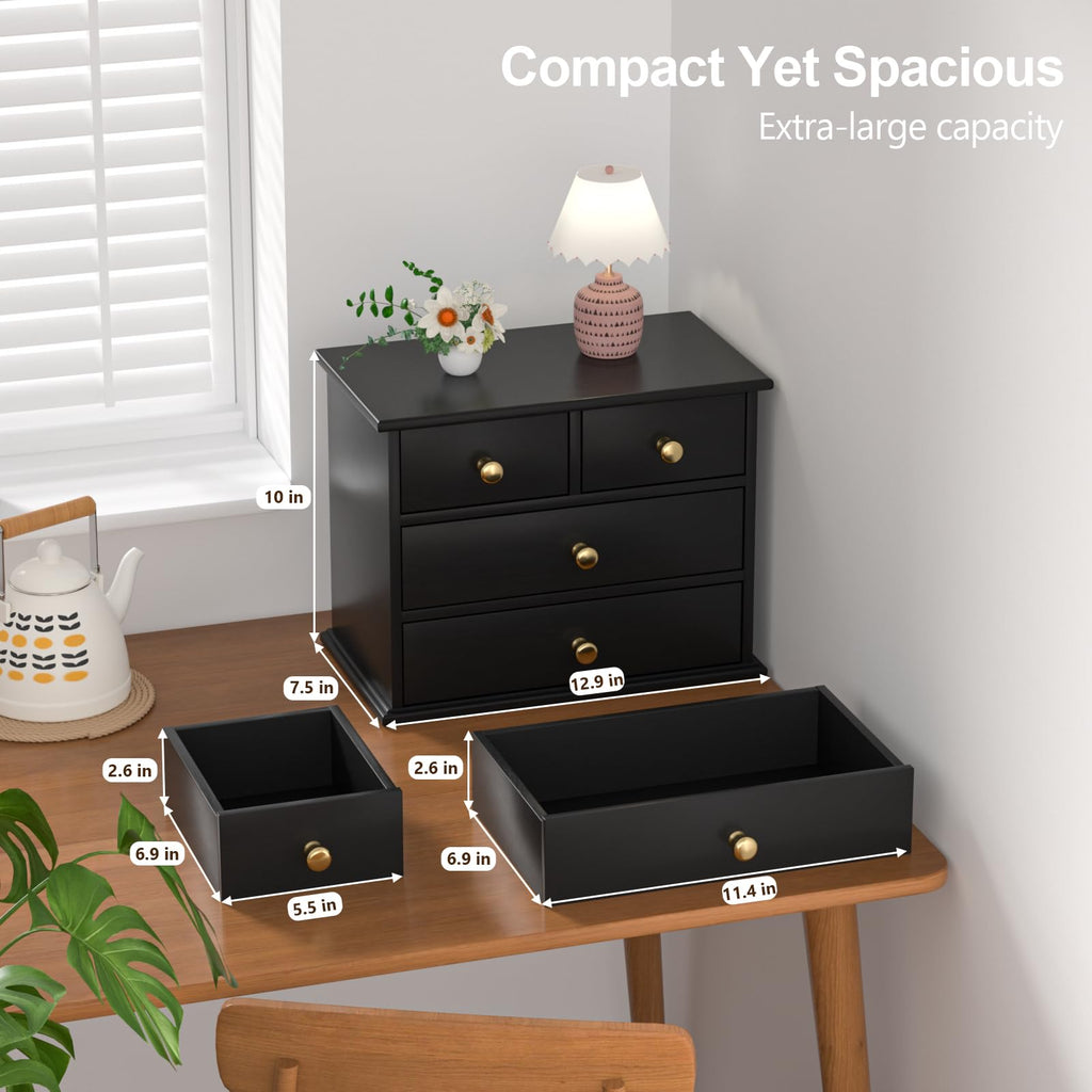 Oak Wooden Desk Organizer with Drawers Y525