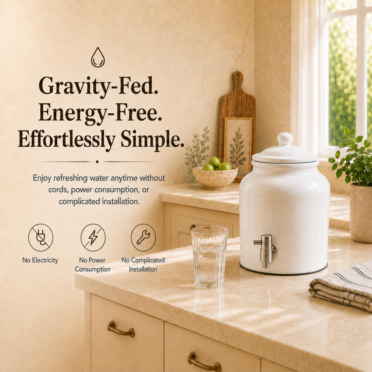Ceramic Crock Water Dispenser with Stainless Faucet U906
