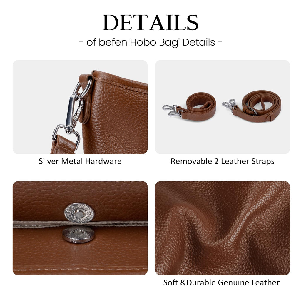Genuine Leather Hobo Crossbody with 2 Detachable Straps W831784