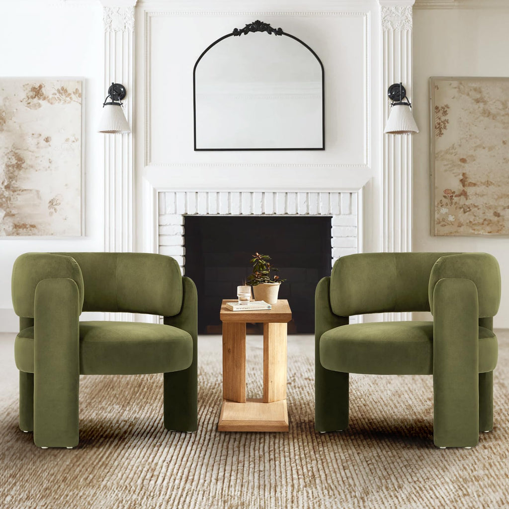 Velvet Accent Chair Set of 2 Green I90771