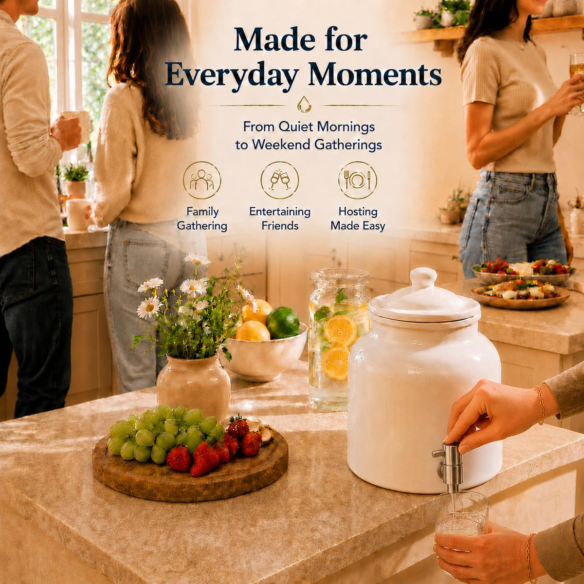 Ceramic Crock Water Dispenser with Stainless Faucet U906