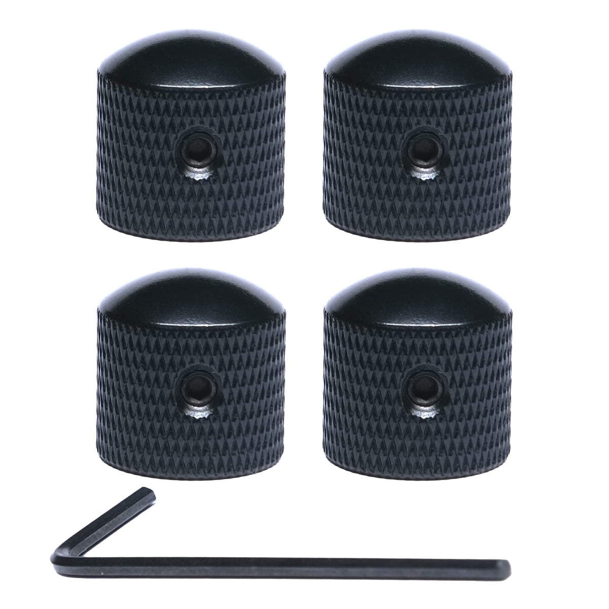 4 Pcs Metal Dome Tone Guitar Control Knobs with Allen Keys Screws Set Black T923