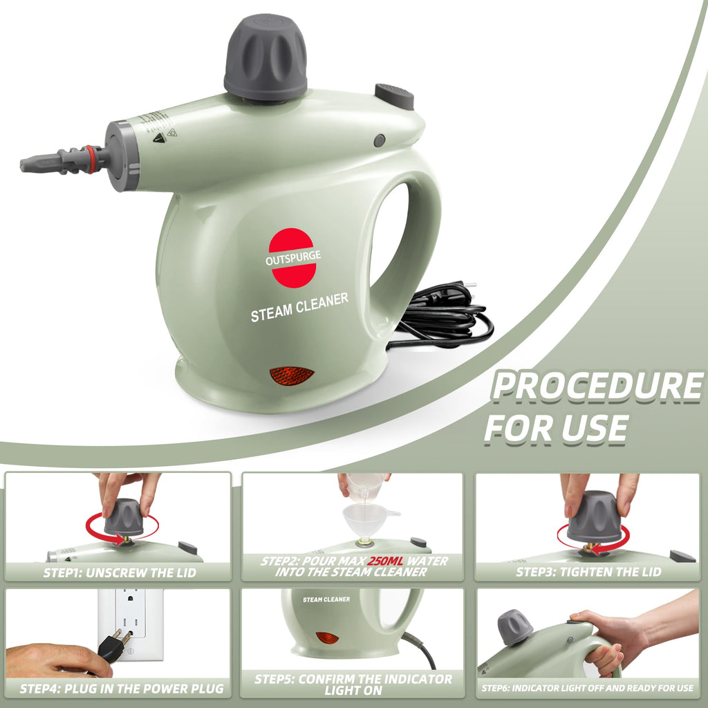 Handheld Pressurized Steam Cleaner with 13 Accessories V8663