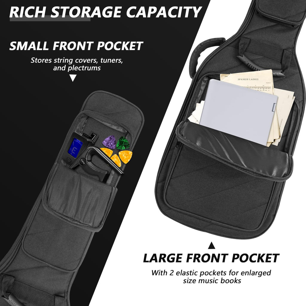 Electric Guitar Case with 0.7 Inch Thick Padding 3 Pockets W7819