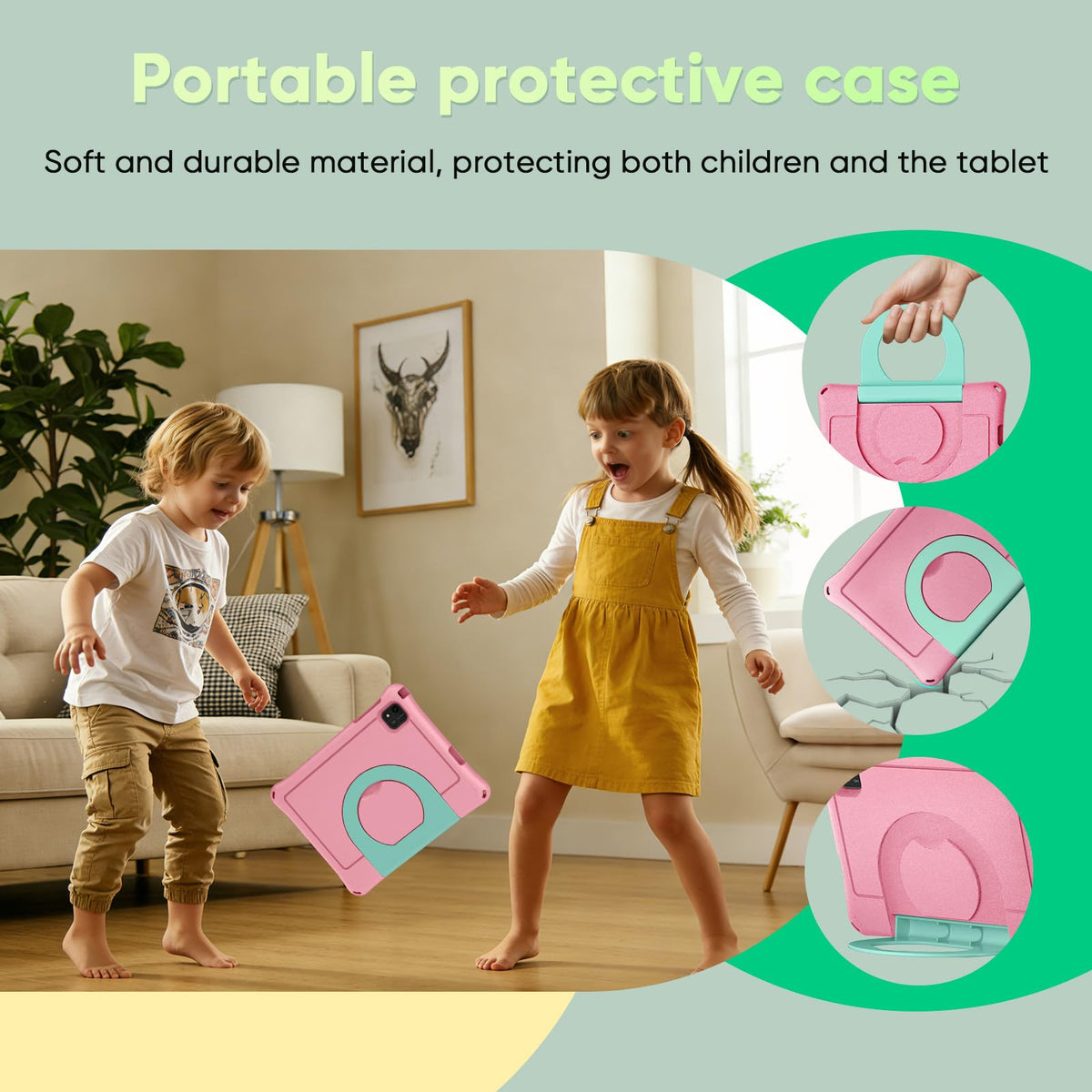 Kids Tablet 10 inch Octa-Core 30GB RAM 64GB ROM with Case Keyboard Mouse Stylus Pink S693