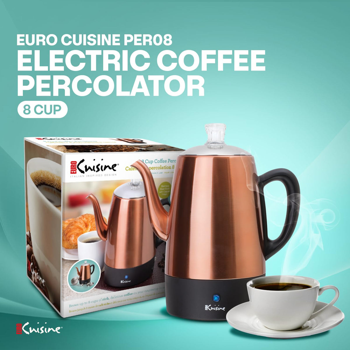 8 Cup Stainless Steel Electric Coffee Percolator X3072