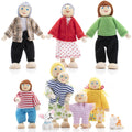 Wooden Dollhouse Dolls Family Set of 8 Miniature Figures and 2 Pets Q125192