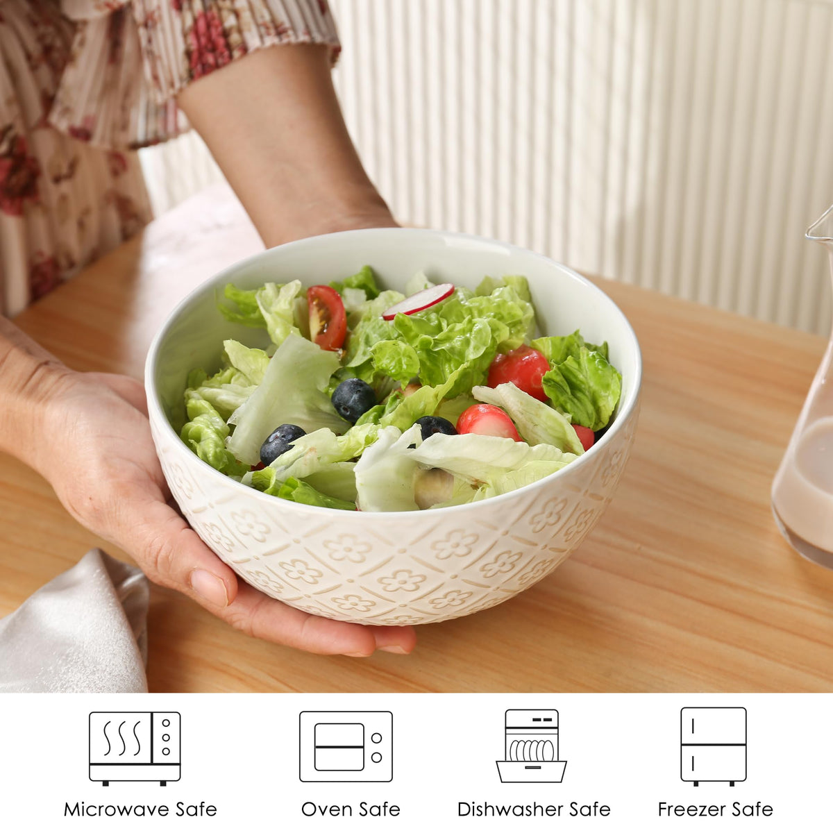 40 OZ Ceramic Bowls Set of 4, 6.7 Inch White S73943