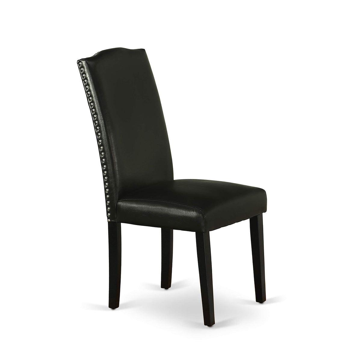 Black Faux Leather Padded Dining Chairs Set of 2 N7954