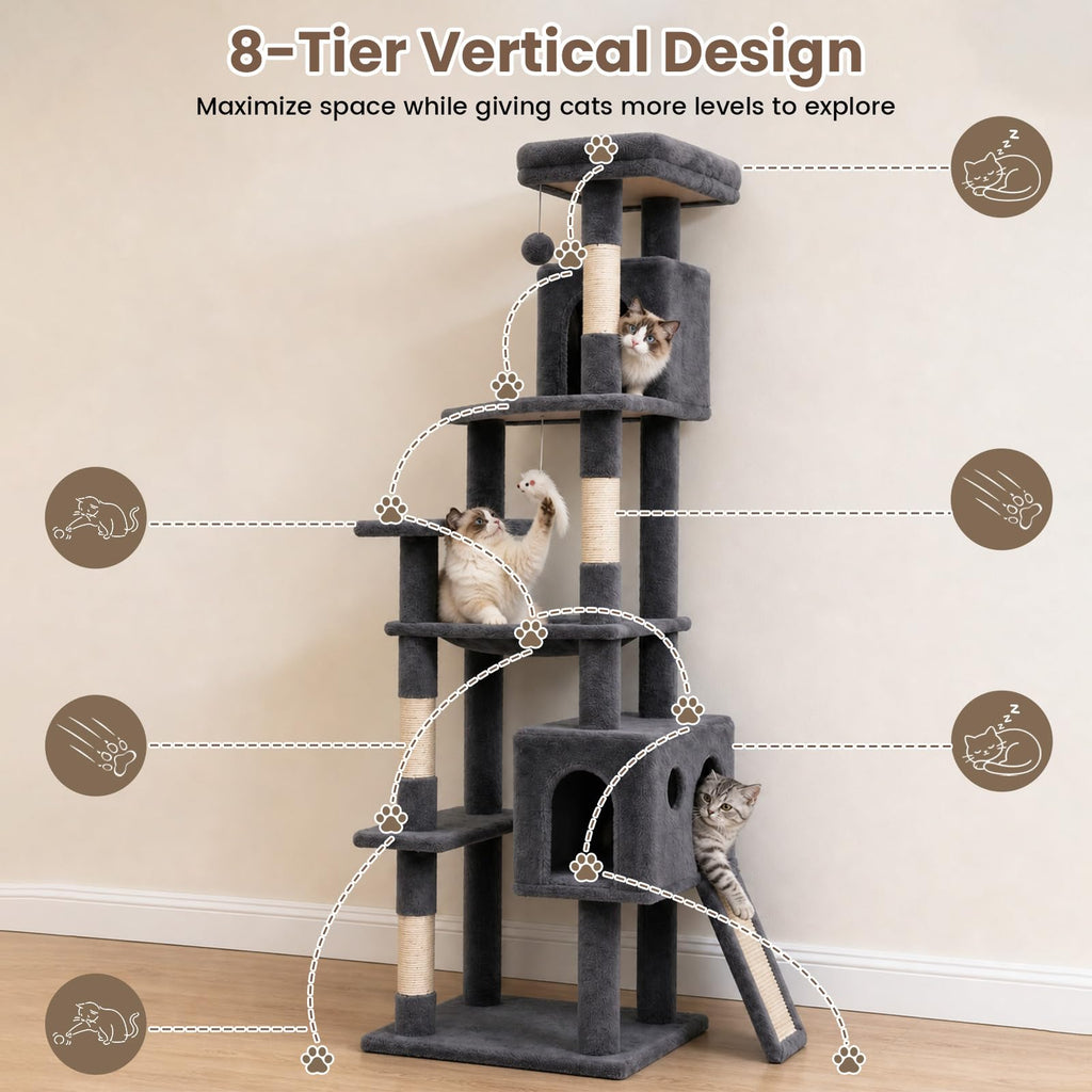 70 Inches Indoor Cat Tree with Ladder U30752