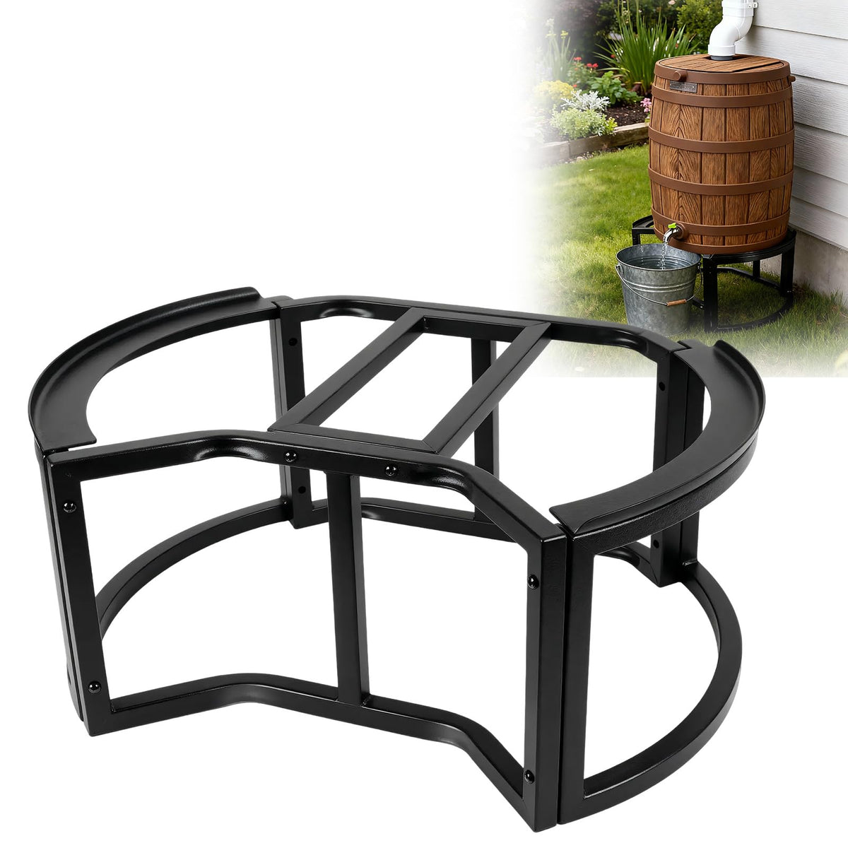 Heavy-Duty Stainless Steel Rain Barrel Stand S6782