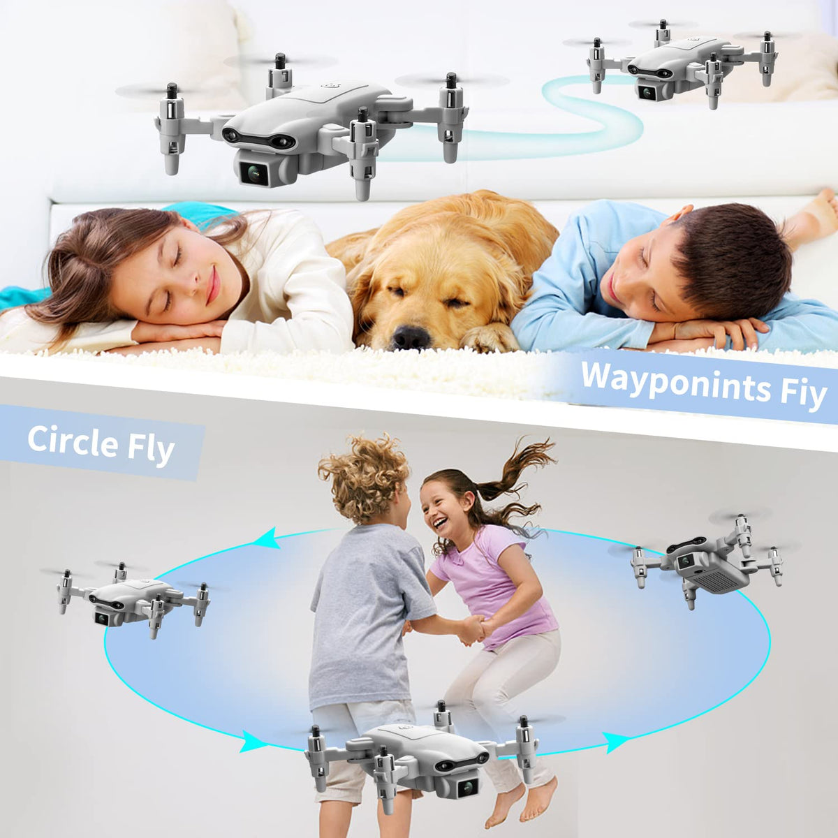 Mini Drone with 1080P HD Camera, 3 Batteries, Gray W600278