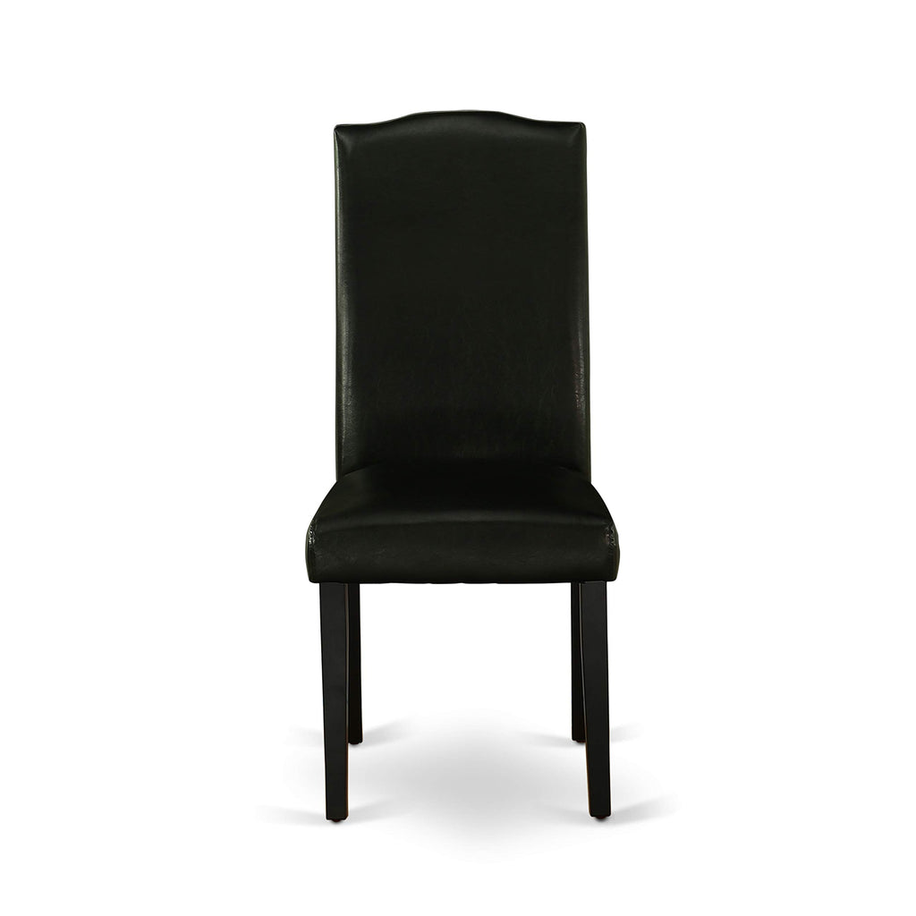Black Faux Leather Padded Dining Chairs Set of 2 N7954