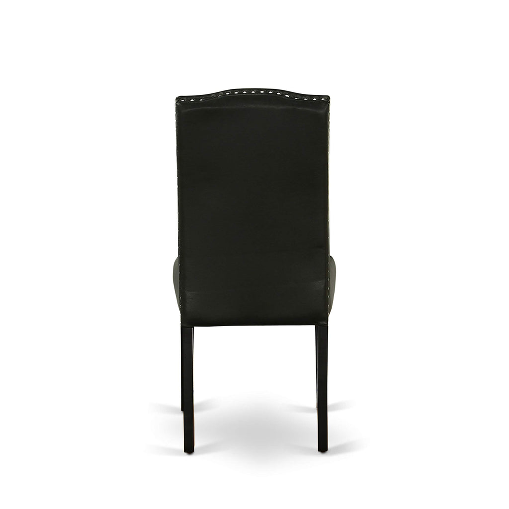 Black Faux Leather Padded Dining Chairs Set of 2 N7954