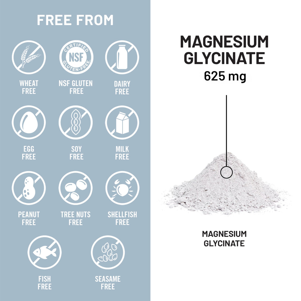 Magnesium Glycinate 625 mg Vegan 30 Capsules A145190