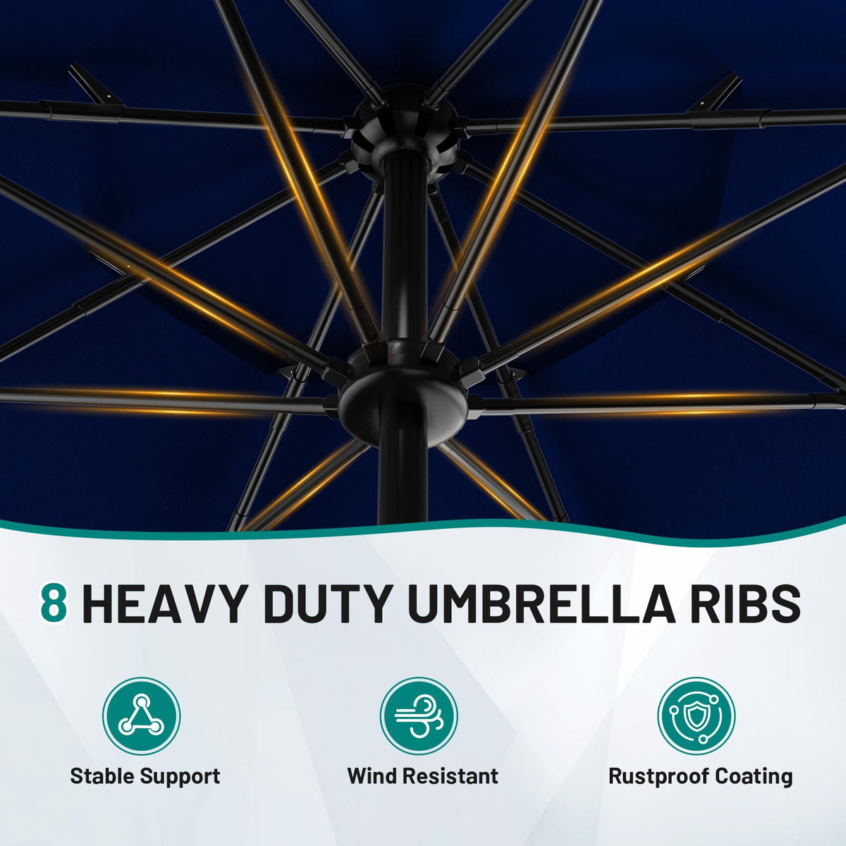 9ft 3-Tier UV Protection Windproof Patio Umbrella H761