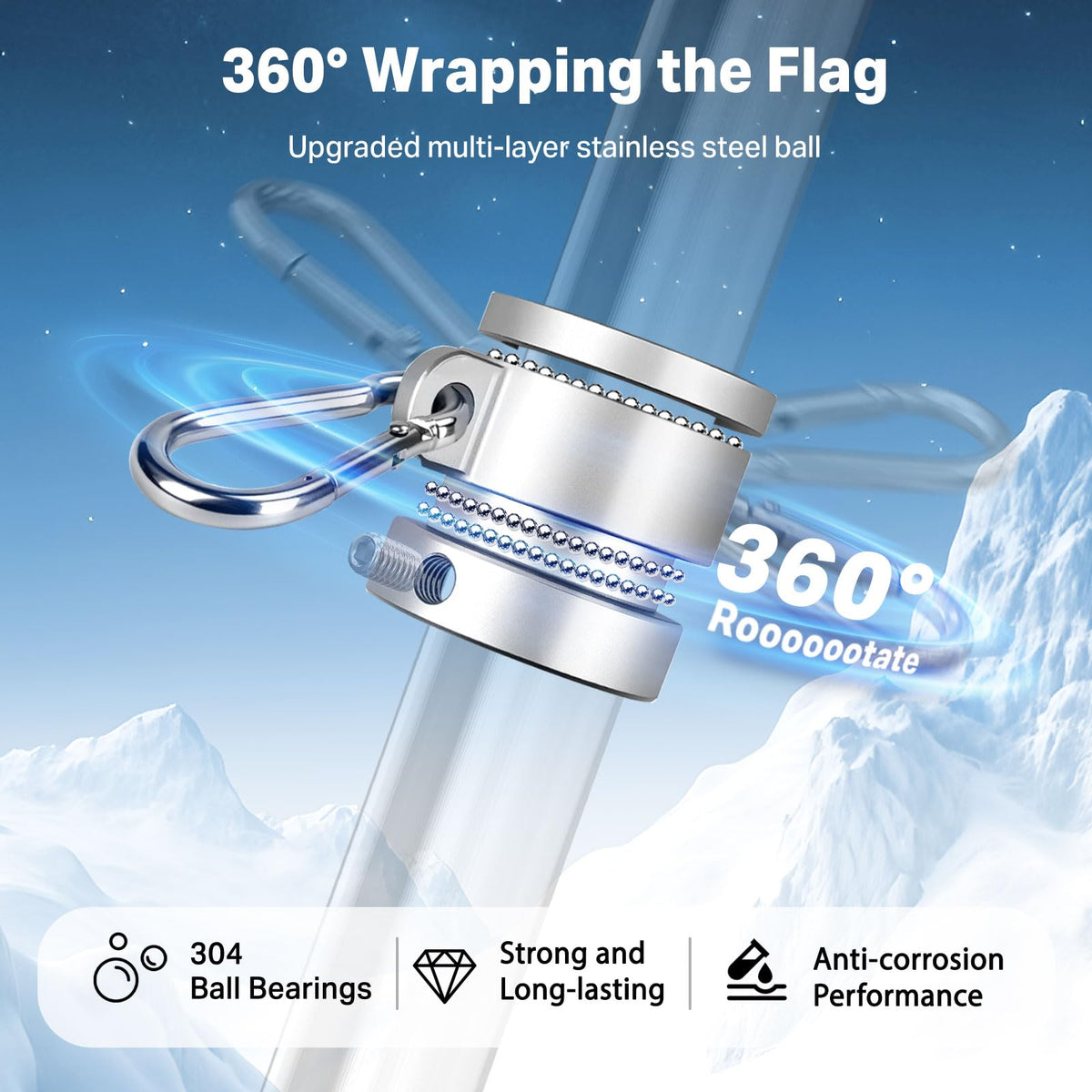 6FT 304 Stainless Steel Flag Pole C74813