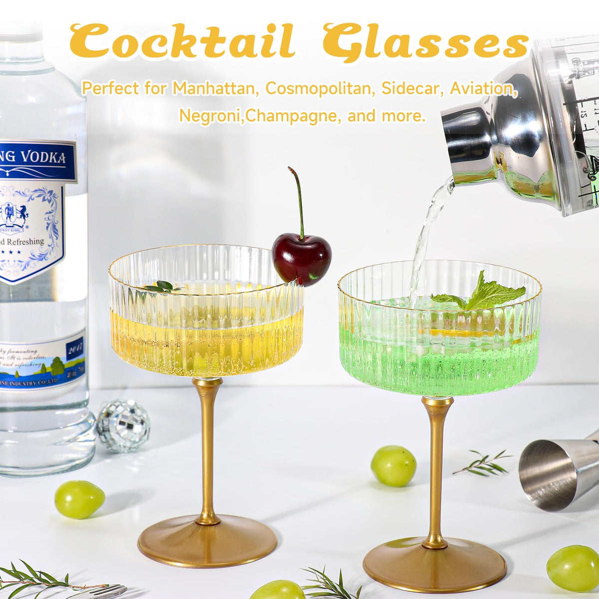 24 Pcs 9 Oz Champagne Martini Glasses Set J52837