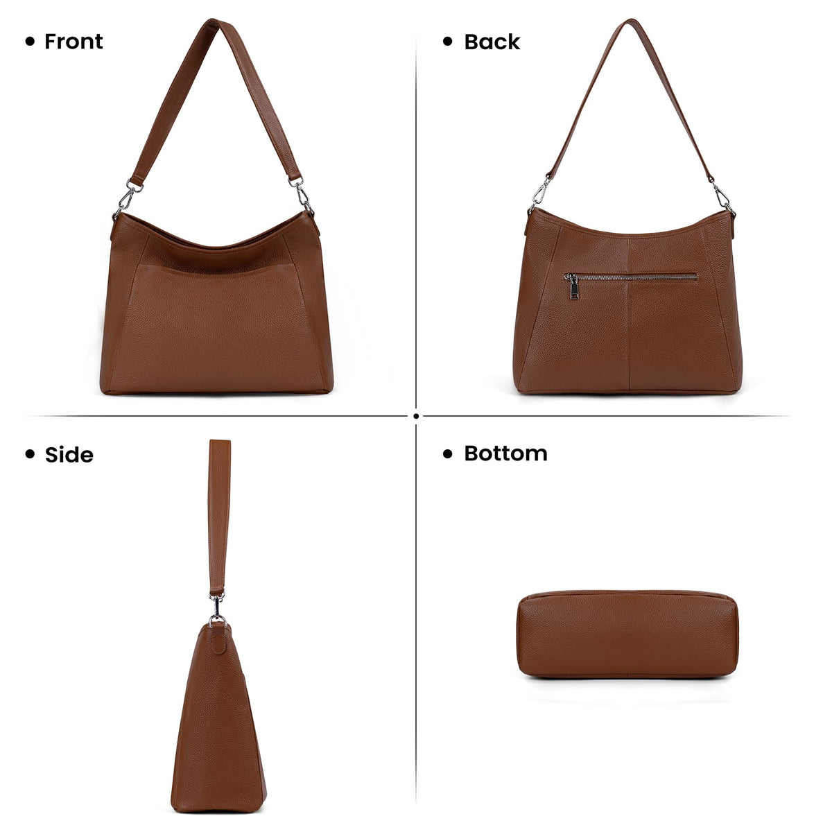 Genuine Leather Hobo Crossbody with 2 Detachable Straps W831784