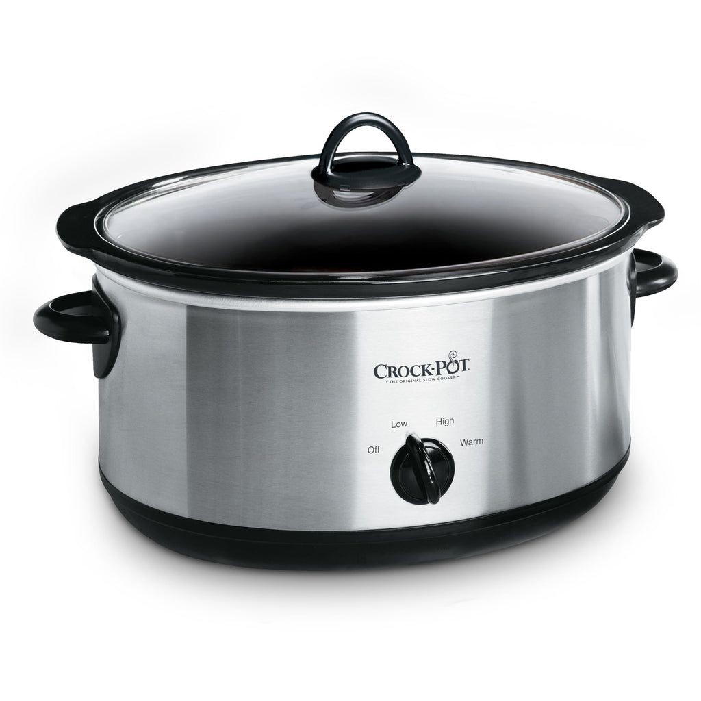 7-Quart Manual Slow Cooker, Family Size, Removable Stoneware, Dishwasher Safe, Stainless Steel Z57652