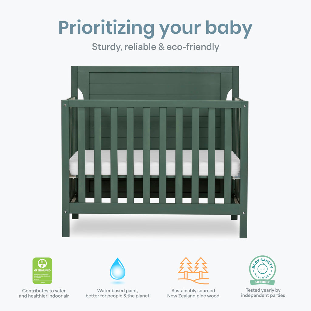4-in-1 Convertible Mini Baby Crib with Mattress Pad B5778
