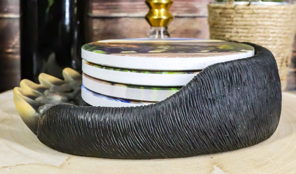 Black Bear Paw Coaster Set with 4 Coasters K76194
