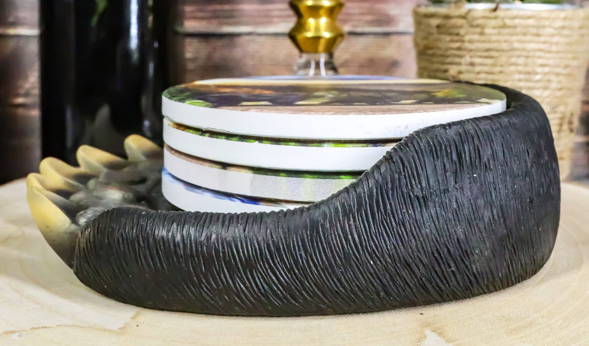 Black Bear Paw Coaster Set with 4 Coasters K76194