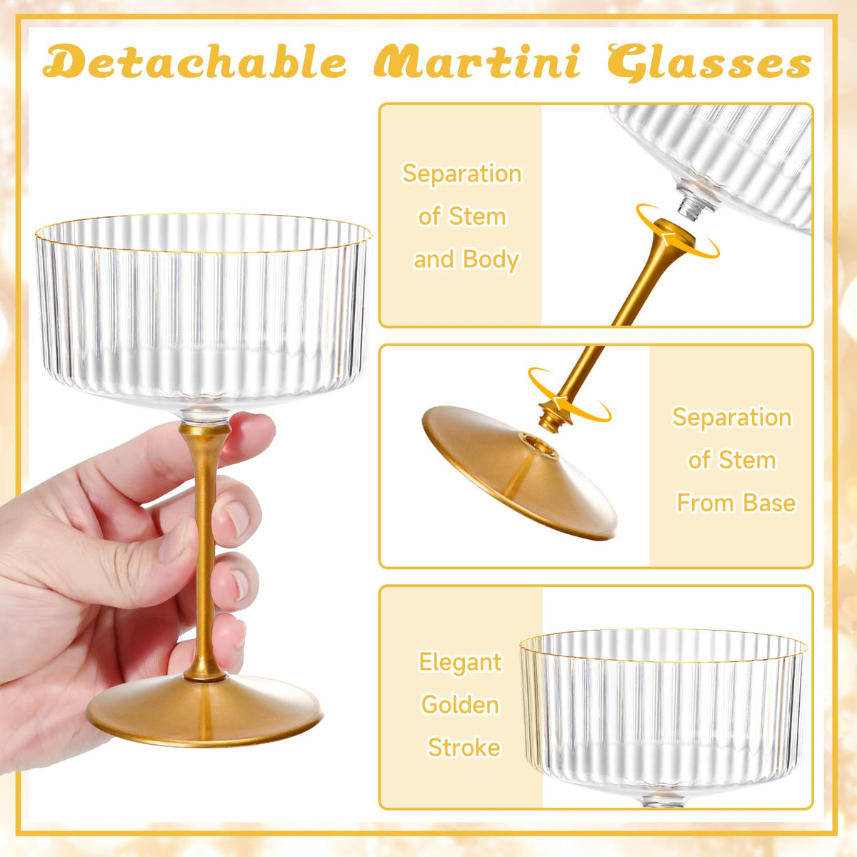 24 Pcs 9 Oz Champagne Martini Glasses Set J52837