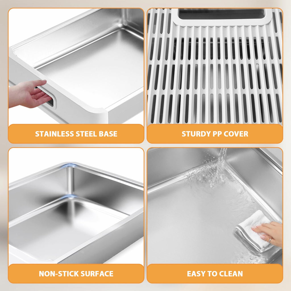XL Stainless Steel Cat Litter Box with Drawer I75208