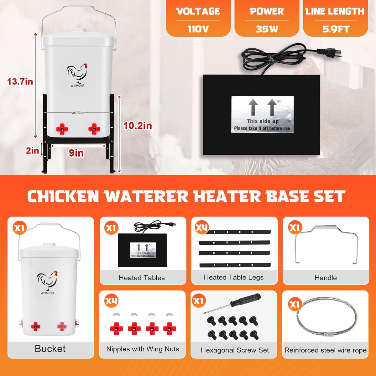 3 Gallon Heated Chicken Waterer Y110149