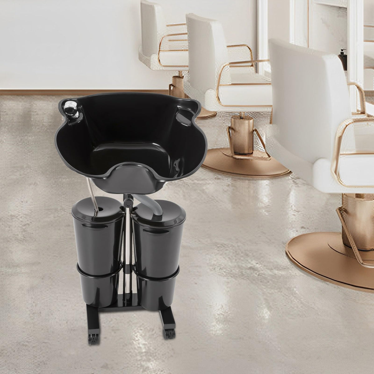 Portable Height-Adjustable Shampoo Basin with 2 Water Buckets G328