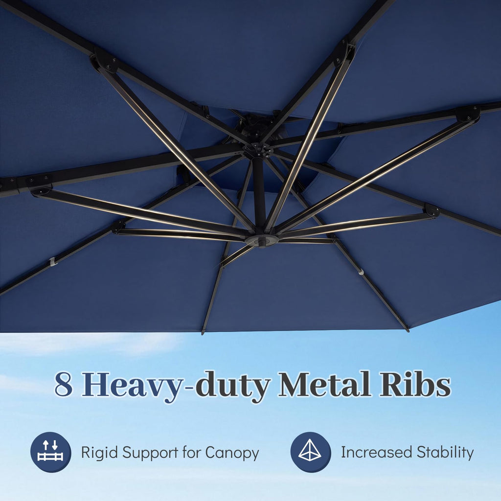10 FT Navy Blue Cantilever Patio Umbrella X849882