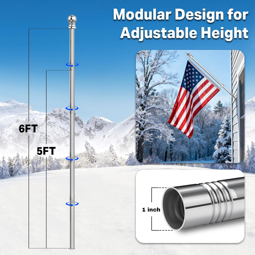 6FT 304 Stainless Steel Flag Pole C74813