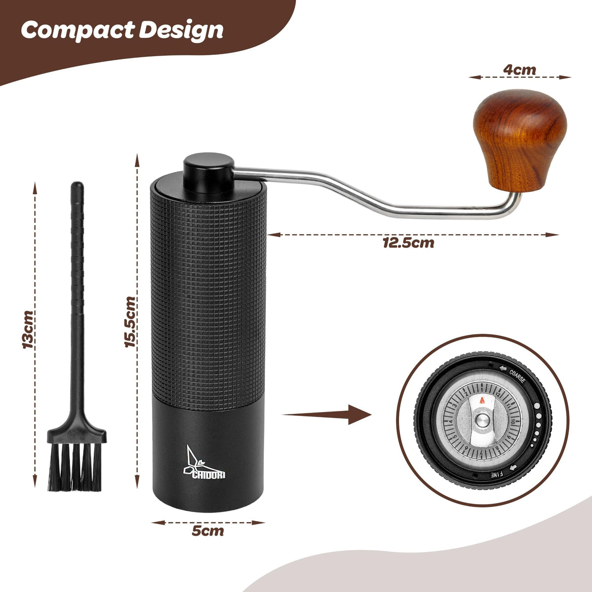 Manual Hand Crank Stainless Steel Conical Burr Coffee Grinder L21047