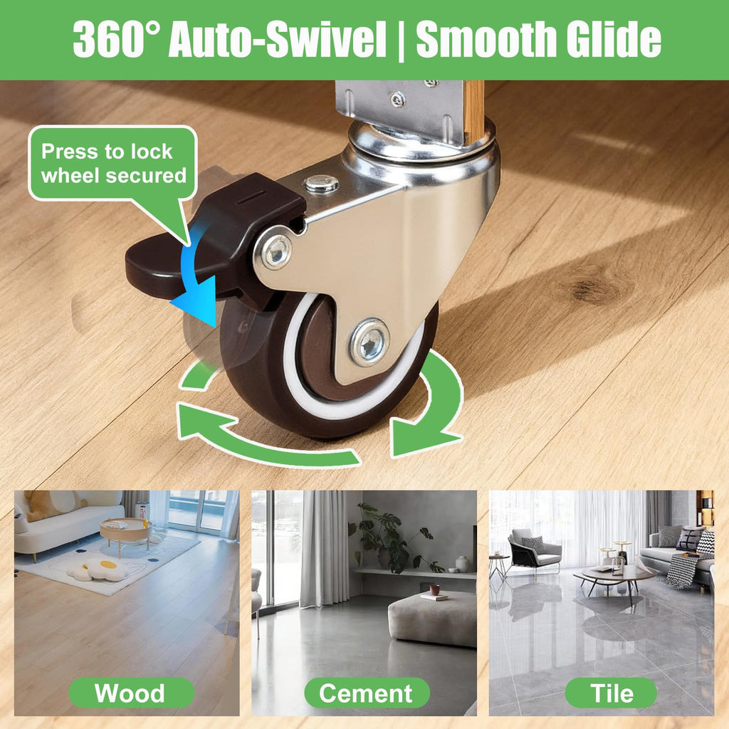 1" Low Profile Caster Wheels Set of 4 D7758