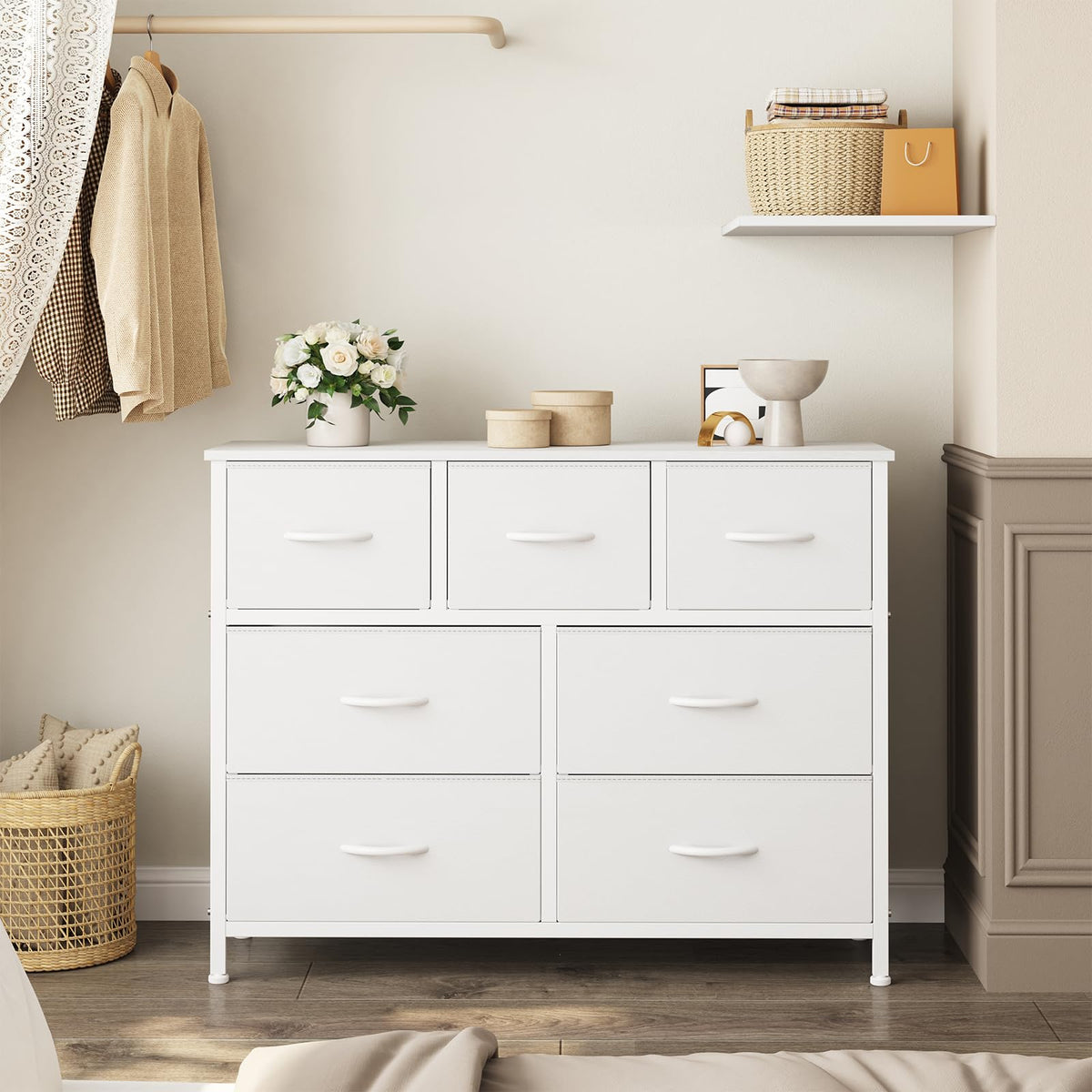 7 Drawer Fabric Dresser L1606