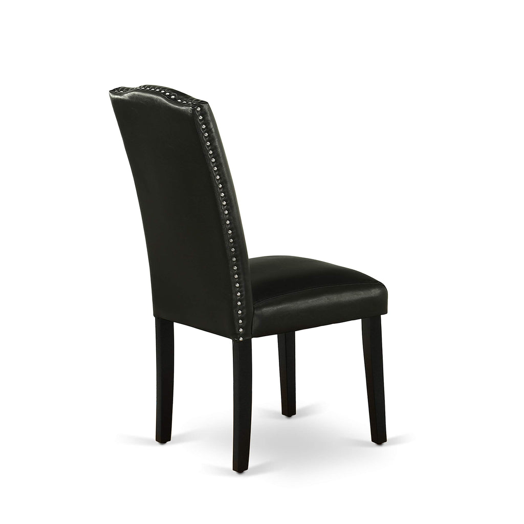 Black Faux Leather Padded Dining Chairs Set of 2 N7954