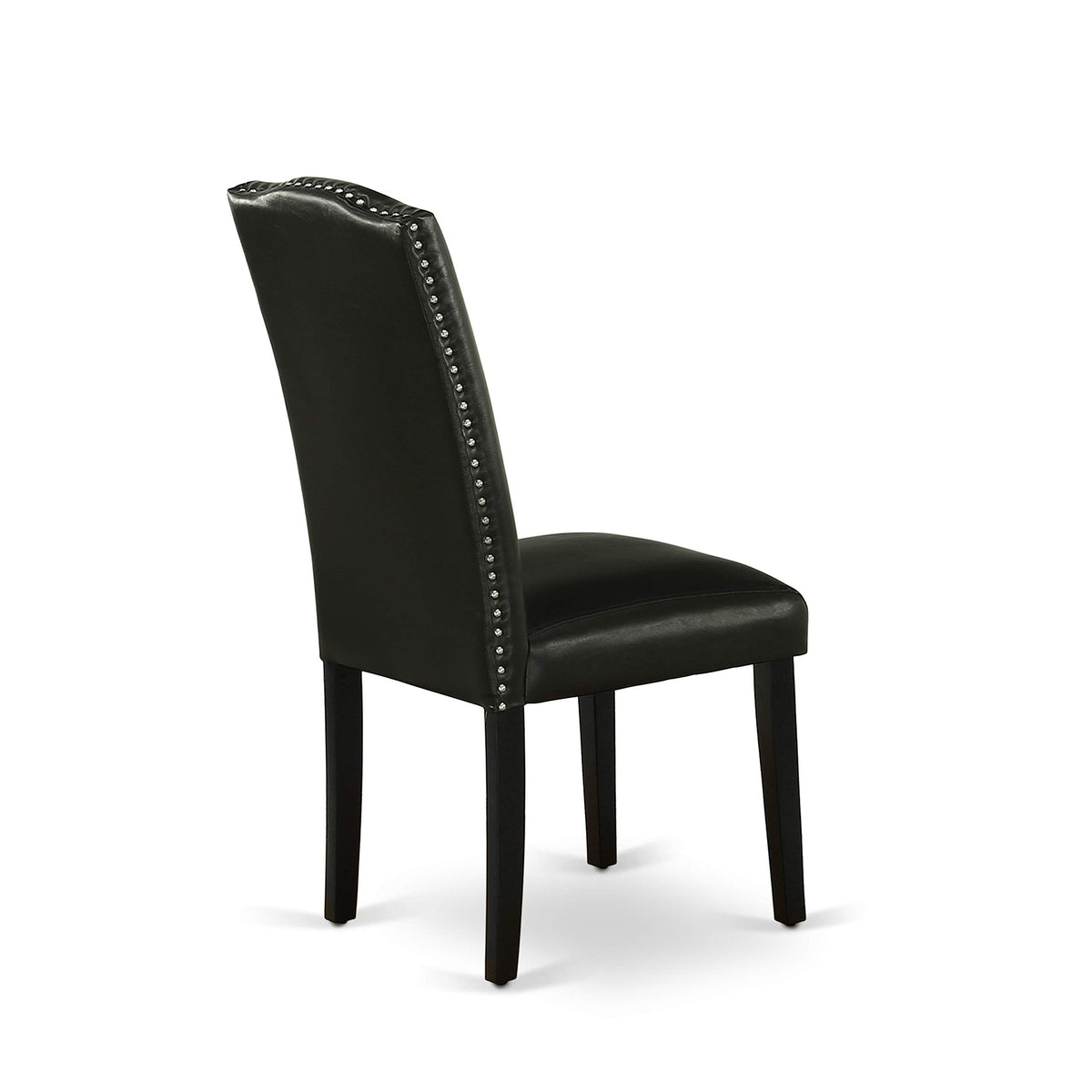 Black Faux Leather Padded Dining Chairs Set of 2 N7954