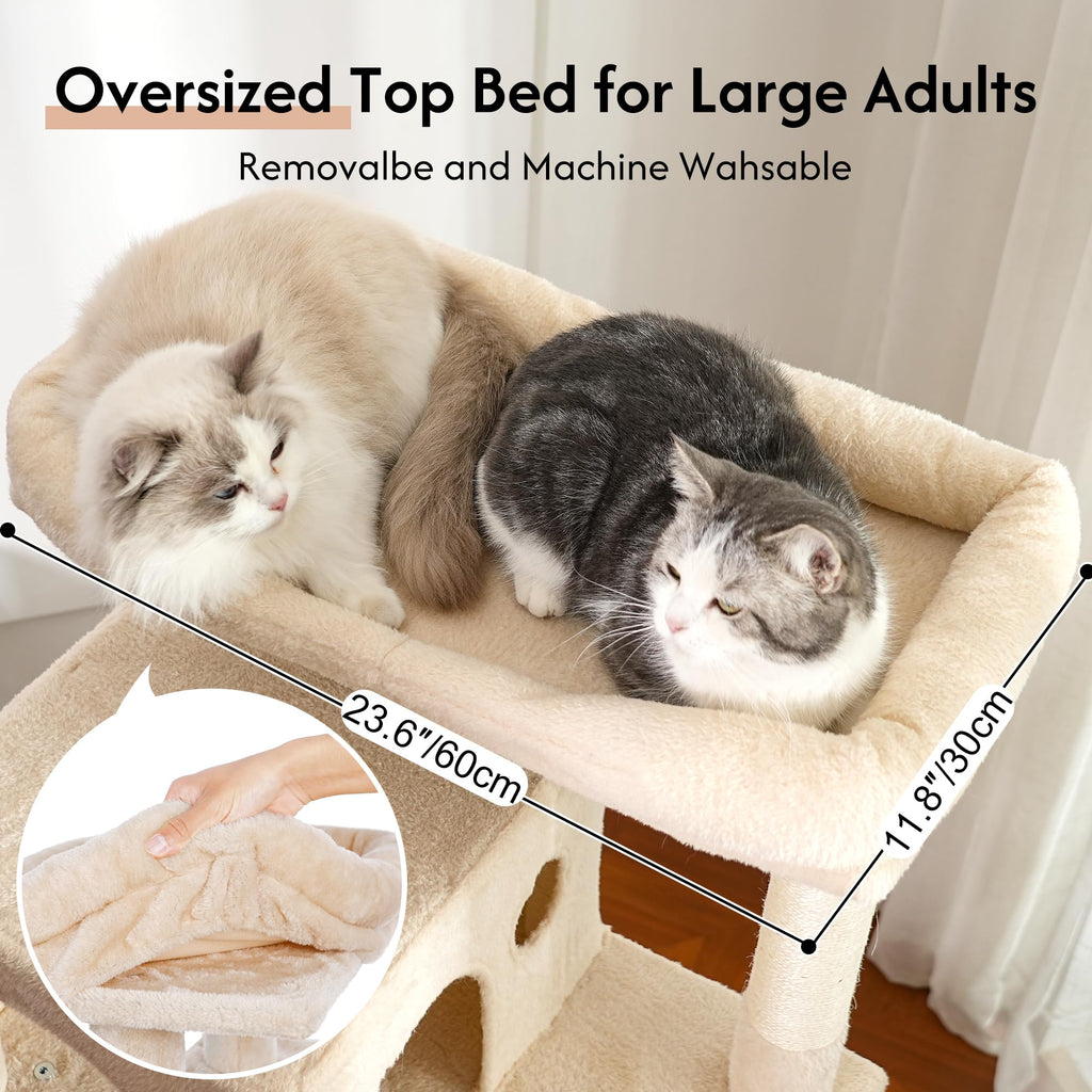 Beige Cat Tree with Hammock and Bed X9594