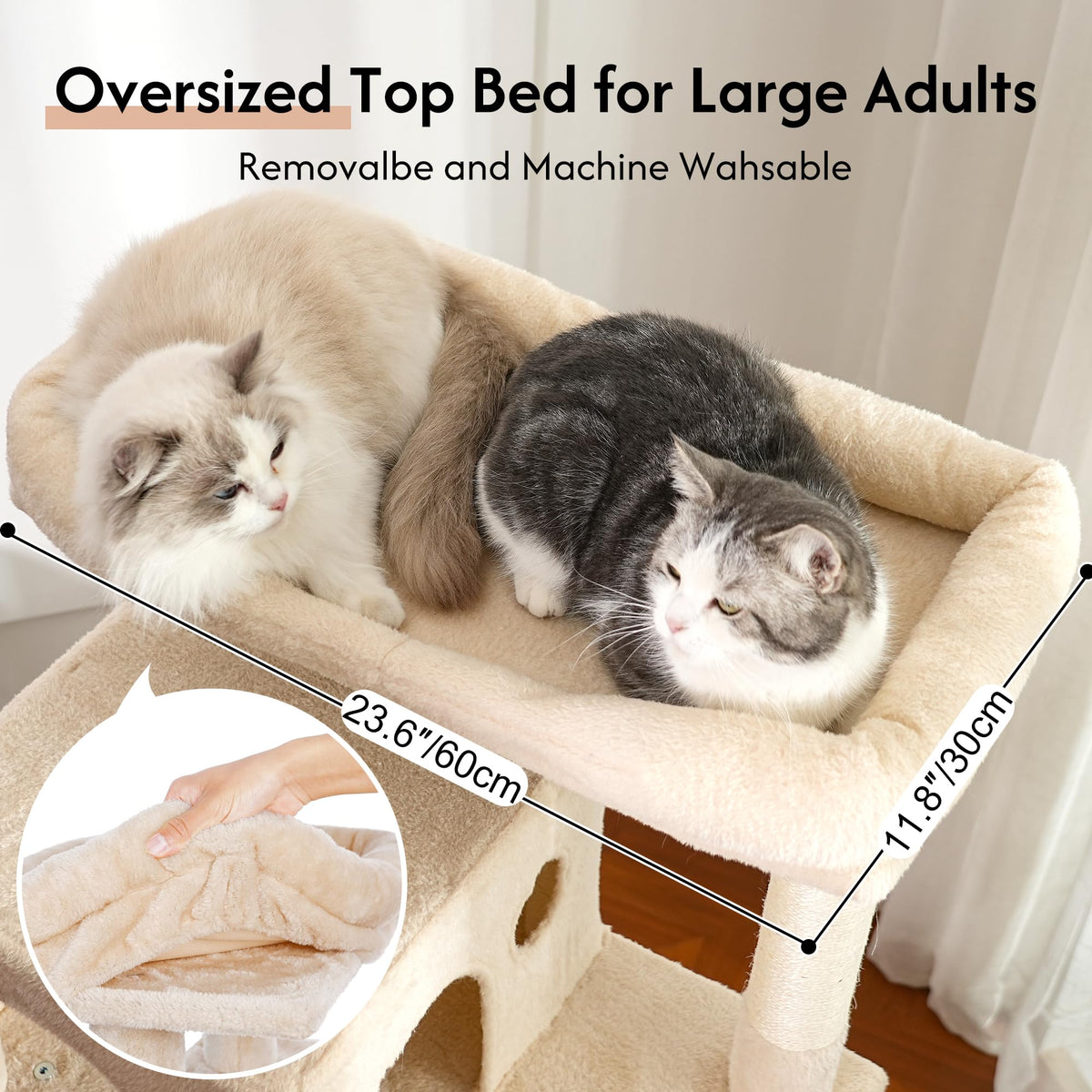 Beige Cat Tree with Hammock and Bed X9594