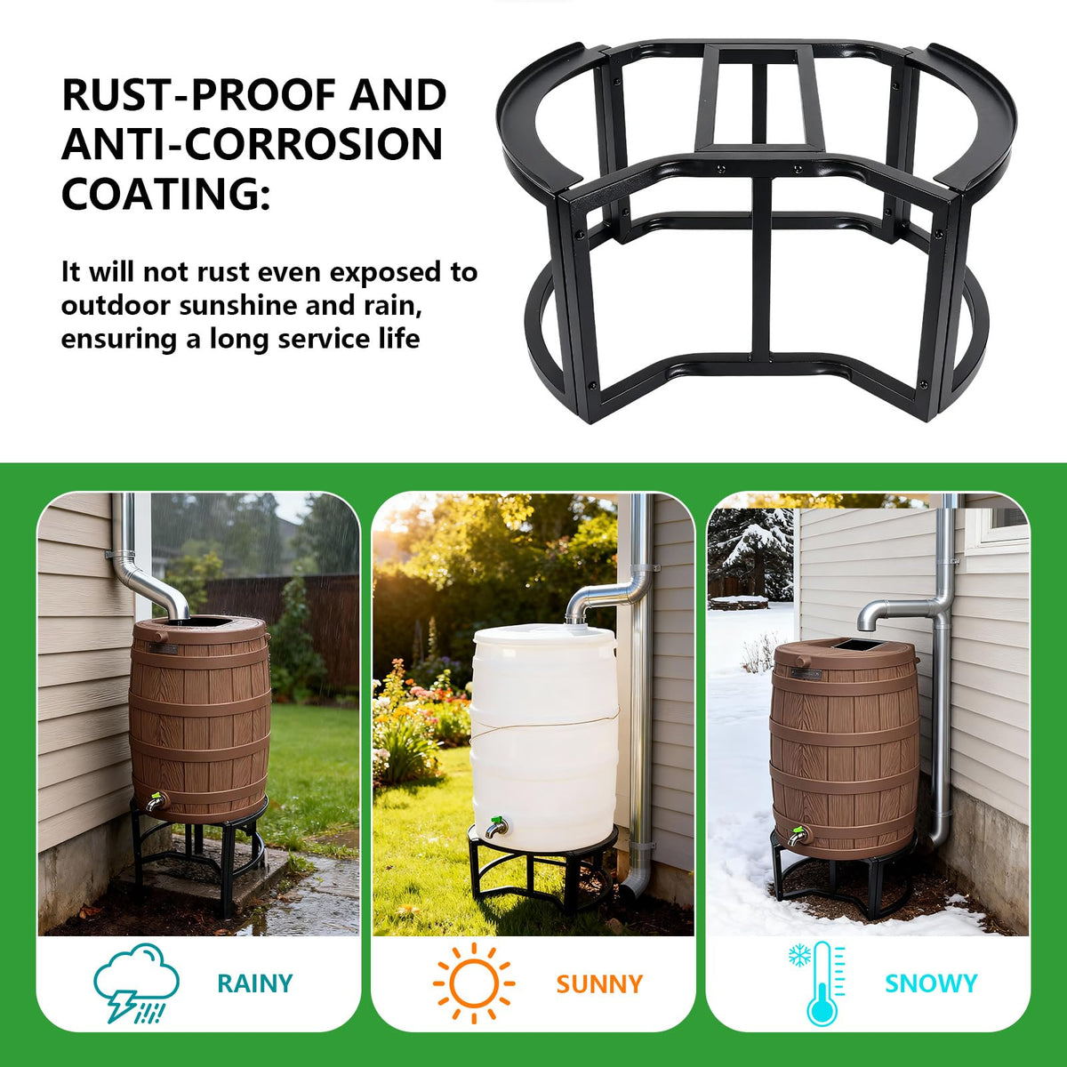 Heavy-Duty Stainless Steel Rain Barrel Stand S6782